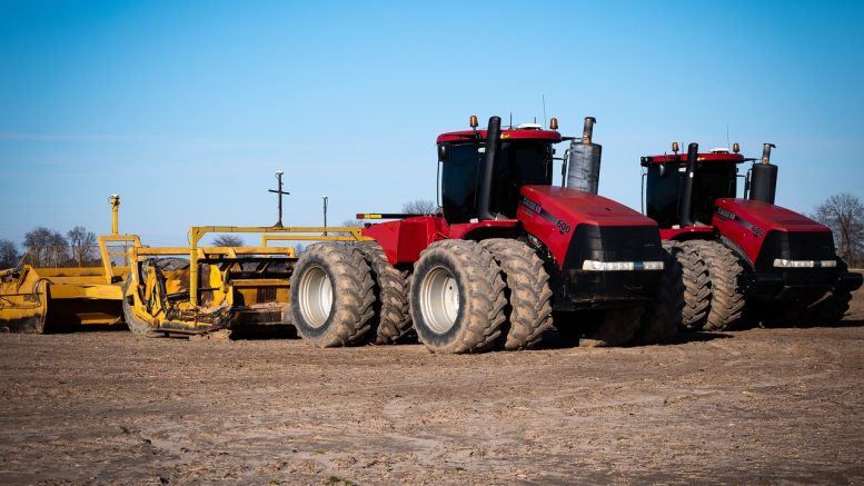 tractors in a field