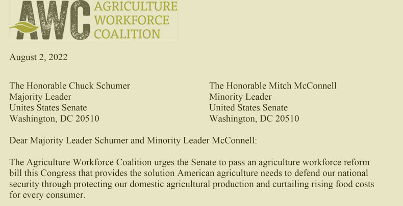 Ag Workforce Coalition Calls on Congress to Address Labor Crisis